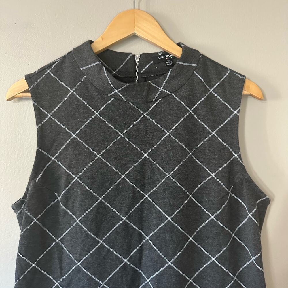 Sharagano Gray Sleeveless Dress with Check Pattern Size 12 - Picture 3 of 6